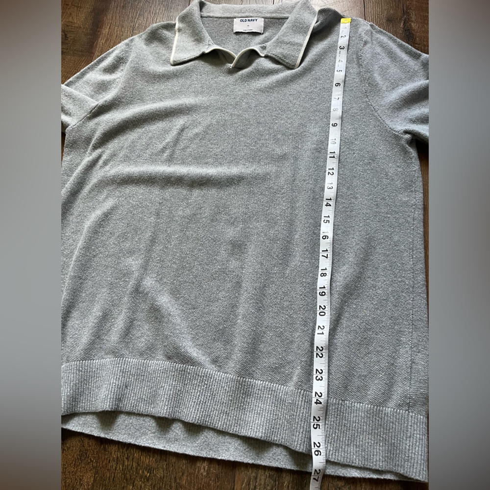 Old Navy tipped collar polo sweater gray men’s size XL - Picture 10 of 15